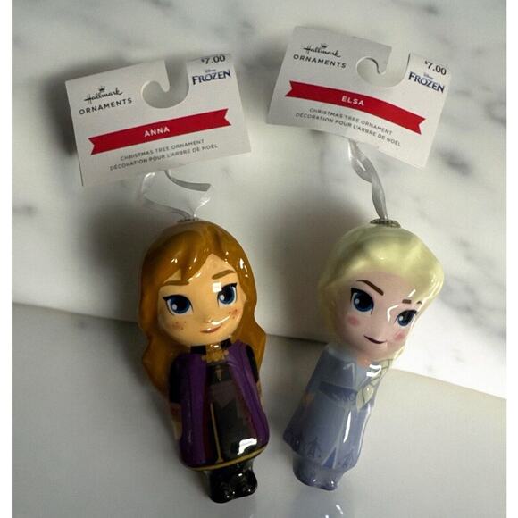 Hallmark Disney Frozen Elsa  Anna Decoupage Christmas Tree Ornaments New - Picture 1 of 7